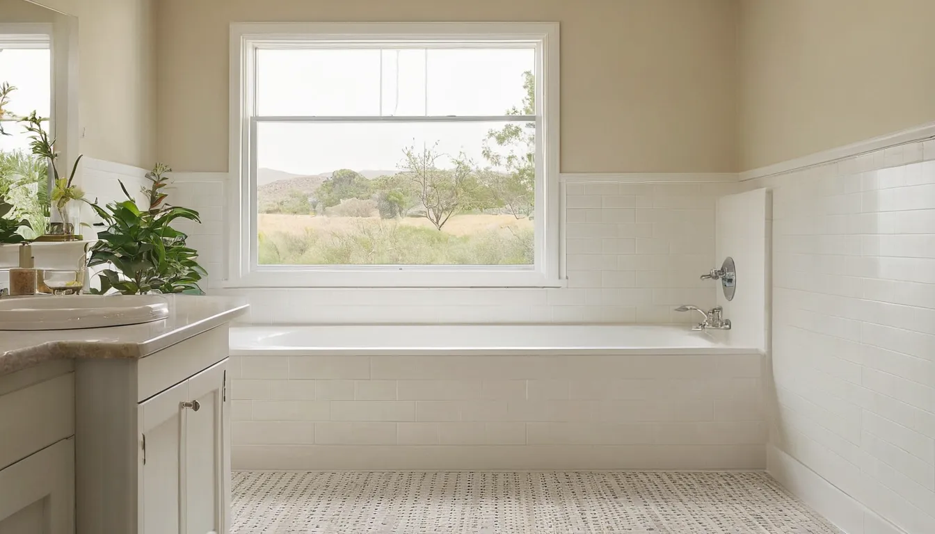 Senior walk-in tub with a built-in seat and grab bar in a bright bathroom in a East Bethel home